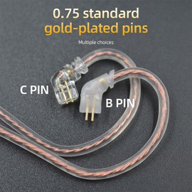 QZXYHYN 2Pin 0.75MM Oxygen-Free Copper Transparent Earphone Replacement Cable in-Ear Headphone Upgrade Cable for KZ ZS10 PRO AS16 ZSN ZSN PRO AS12 EDX PRO ZSN PRO-X ZAS Headphones (with Mic, C Pin)