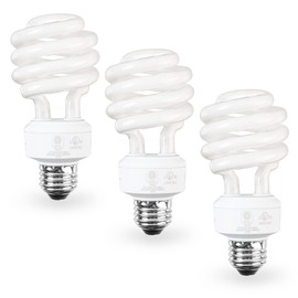 SLEEKLIGHTING E26 Standard Screw Base 23Watt CFL Light Bulb - 3 Pack 5000 Kelvin for Pure White Daylight and 1600 Lumens (100 Watt Light Bulb Equivalent) - UL Listed