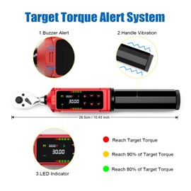 ANPUDS Digital Torque Wrench 1/4 Inch, 0.045-30 Nm, ±1% Accuracy, Vibration Alarm, LED Display