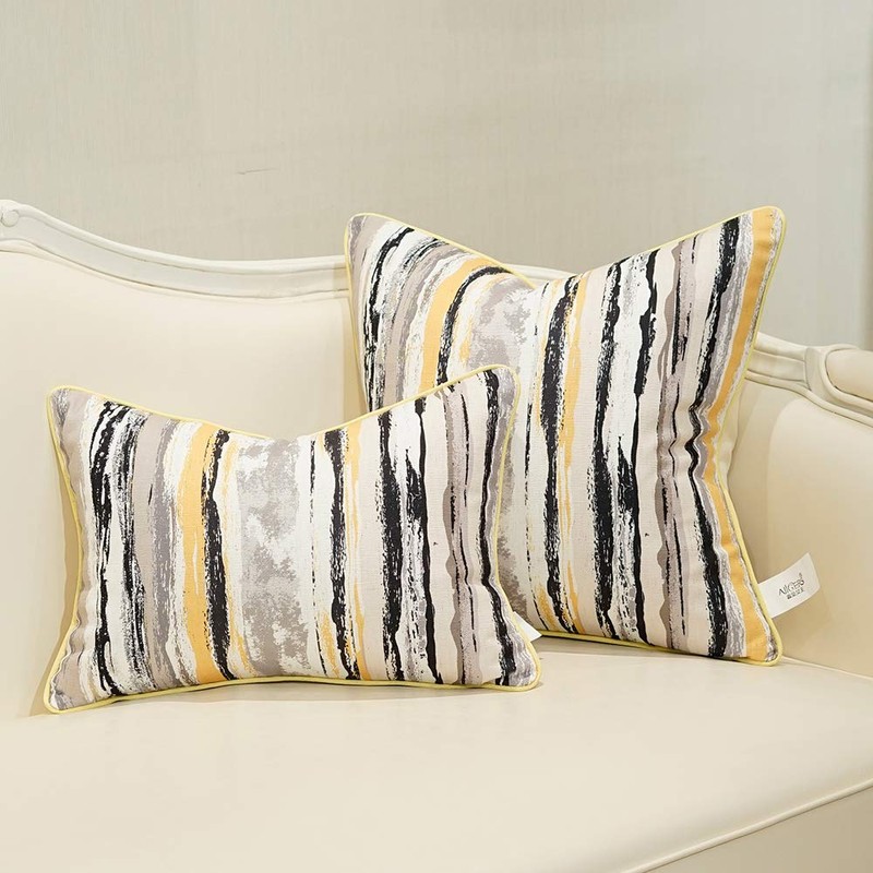 Avigers Square Cushion Covers High Precision Jacquard Modern Yellow White