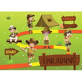 10 Invitation Cards Children's Birthday Girls Boys Adventure Boys Birthday Invitations Birthday Party Card Set