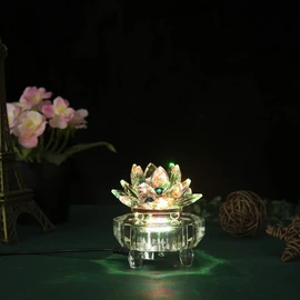 H-M SHOP 7LED Colored Lights Illuminated Crystal Display Stand Base