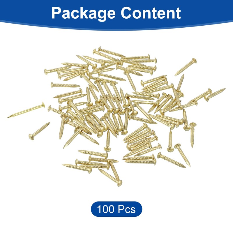 sourcing map 100Pcs Small Hardware Nails, 1.2 x 10mm Brass