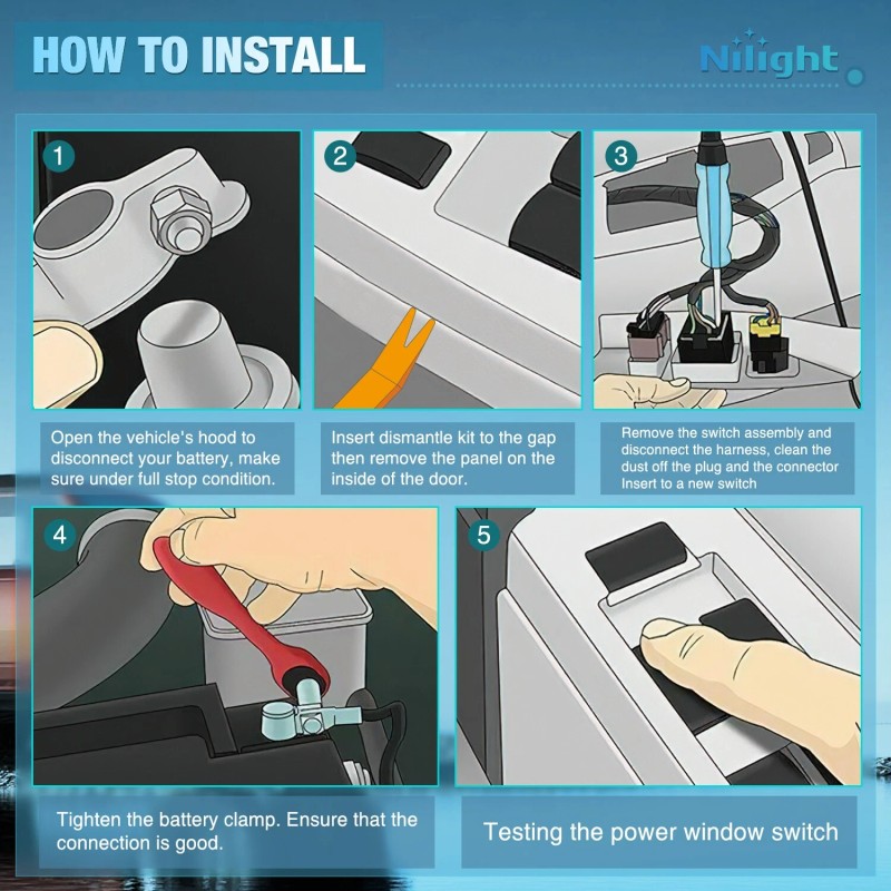 Nilight Power Master Window Switch for 2002-2004 Ford F250 F350