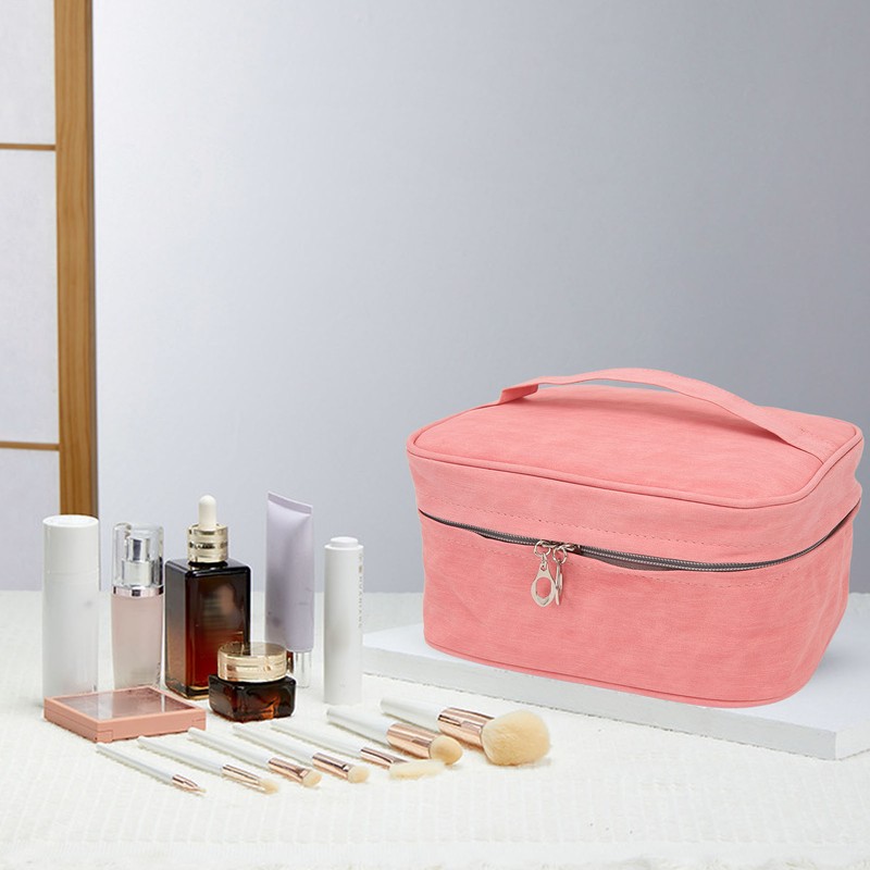 PU Leather Portable Makeup Bag Travel Handheld Detachable Waterproof Toiletry