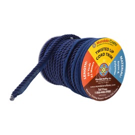 Mandala Crafts Twisted Lip Cord Trim by The Yard - Navy Blue Lip Cording for Sewing Pillows Upholstery Trim Edge Sewing Piping Cord