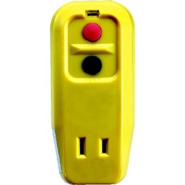 Tower Manufacturing 30340001 Auto-Reset 15 AMP 2-Prong GFCI Single-Outlet Adapter, Yellow