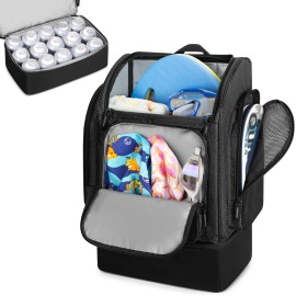 Fasrom Mesh Beach Backpack with Insulated Cooler Compartment, Wet Dry Separat...