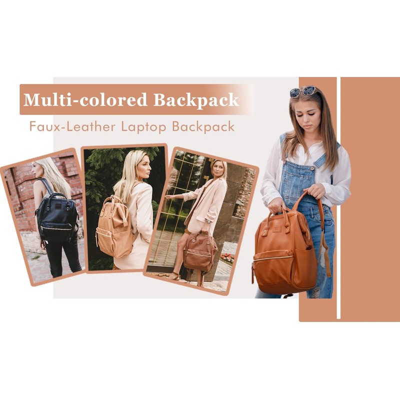 Kah&Kee Leather Backpack for Women and Men 15-inch Laptop Bag