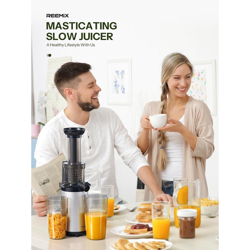 Masticating Juicer Machines, Reemix Cold Press juicer Machine Compact Size,