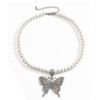 Chargances Silver Crystal Butterfly Choker Pearl Necklace for Women Boho