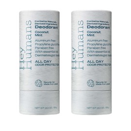 HEY HUMANS Hey Humans Deodorant, Aluminum Free Deodorant for Women and Men, Contains Naturally Derived Ingredients, All Day Odor Control, Refreshing Essential Oils, Earth Friendly Package, Coconut Mint