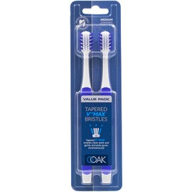 OOAK Toothbrush, Tapered V++Max Medium Bristles, 2 Pack - Blue