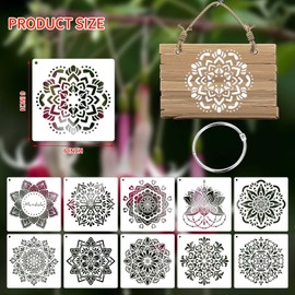 6 Inch Reusable Stencils for Painting on Wood, Canvas, Wall - 25 Piece Mandala Dot Stencil DIY Craft Template for Rock, Furniture, Home Decor