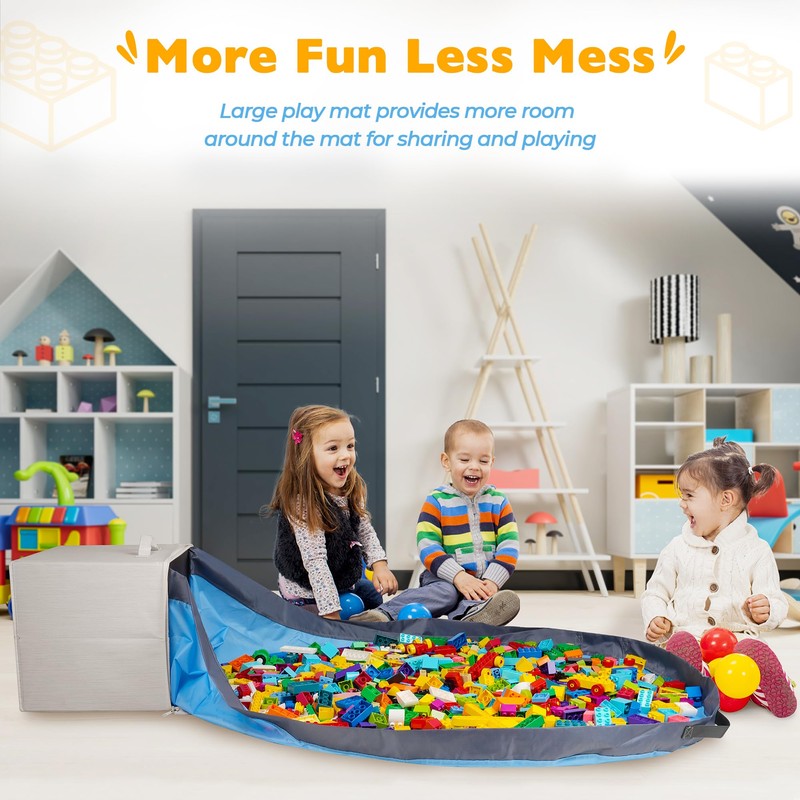 SAM AND MABEL Toy Storage Organizer with Play Mat for