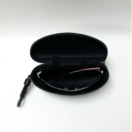 Unbranded Black Sunglasses Case Hard Canvas Zippered W/ Clip Hanger & Belt Loop