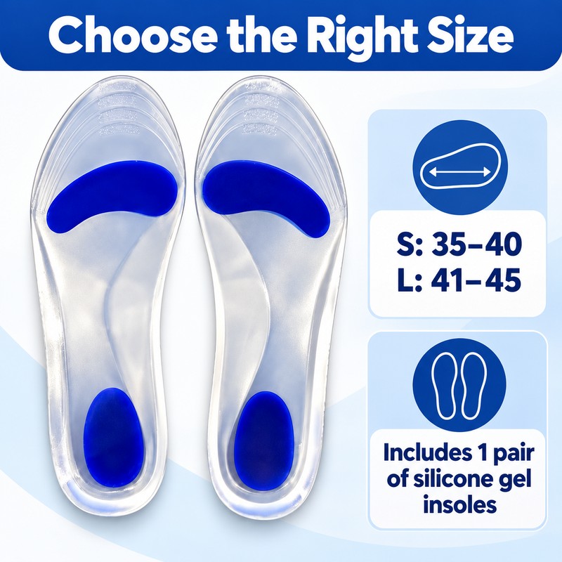 Silicone Gel Insoles for Flat Feet – Shock-Absorbing Arch Support