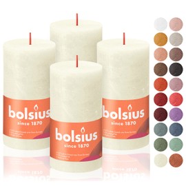 BOLSIUS 4 Pack Ivory Rustic Pillar Candles - 2.75 X 5 Inches - Premium European Quality - Includes Natural Plant-Based Wax - Unscented Dripless Smokeless 60 Hour Party Décor and Wedding Candles