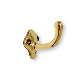 Unlacquered Polished Brass Louie No. Wall Coat and Hat Hook | Robe Walll Hook