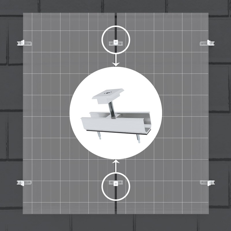 Aurinktron 2 x aluminium rail brackets + 2 x centre