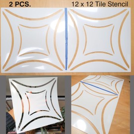 2 Pcs12 x 12" Tile Stencil Painting Stencil for Walls and Floors - Reusable - Stencils for Painting - Stencil for Home Decor (Design-5)