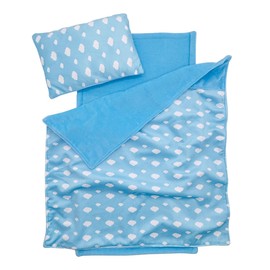 Baby Doll Accessories Dollhouse Bedding Set - Doll Blanket, Pillow & Mattress Playset for 18" Dolls,Gifts for Boys Girls Ages 3 4 5 Year Old (Blue Sky)