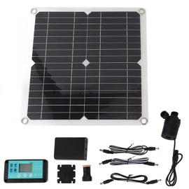 Solar Kit with Timing Controller, Solar Powered Submersible Pump, 50W Solar Panel for Garden Decoration, Pool, Birdbath