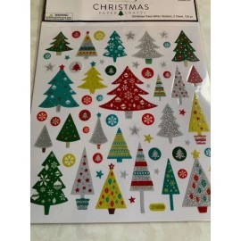 CHRISTMAS STICKER GLITTER TREES MULTI-SIZES-SH