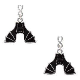 Delight Jewelry Silvertone Hanging Bat Silvertone Infinity Post Earrings