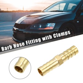 X AUTOHAUX 1 Set 8mm Copper Hose Barb Fitting Connector with 10 Clamps