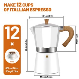DITOSH 12 Cup Aluminum Espresso Stovetop Moka Pot Express Coffee Maker Percolator Italian Classic Mocha Coffee Machine for Italian and Cuban Cafe Brewing for Home & Camping 600ml 20oz