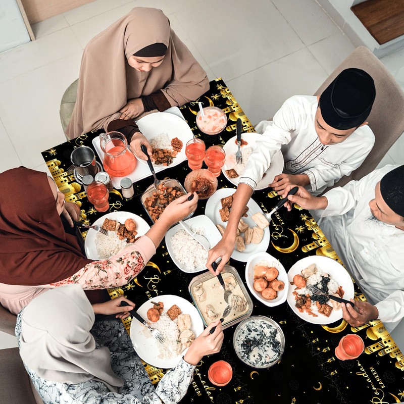PHOGARY Ramadan Decorations 2 Pcs Ramadan Kareem Tablecloth, Ramadan Tablecloths