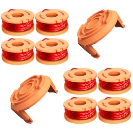 Chway 10 Pcs WA0010 Replacement Trimmer Spools Compatible with Worx Weed Eater, 0.065″ Diameter Trimmer String Weed Eater Refils and WA6531 Spool Cap Covers(8 Spools +2 Caps)