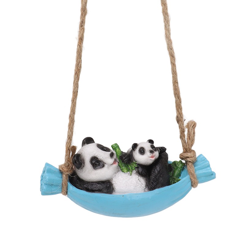 Swing Panda Statue Mother and Baby Panda Lying On The