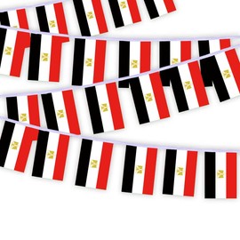 30PCS Egypt National Flag Bunting String,33 FT Egyptian Pennant Banner Decoration,Decoration Banner for School Party Meeting Carnival Decor