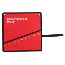 Wrench Roll Bag 6-25 Pockets Roll Up Tool Bag Red Canvas Wrench Roll Bag for DIY, Electricians, Craftsmen (10 Pockets)