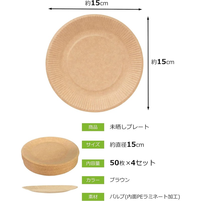 Strix Design SD-103 Paper Plates, Unbleached, Paper Plates, Set of
