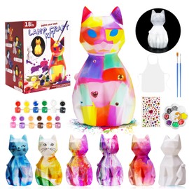 HOSSOM Basteln Mädchen 6 7 8 9 10 Jahre,DIY Katze Lampe Malset Bastelset zum Malen und als Nachtlicht,Bastelset Kinder Katze Lampe Malset, DIY Kreativ Malen Kinder Geschenkideen 3 ai 12 Anni