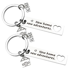 lixulluo 2 Pcs New Home Keychains 2023 New Homeowner House Keyring First Home Keychain for Friends Couple Husband Wife Gift (New Home New Adventures)