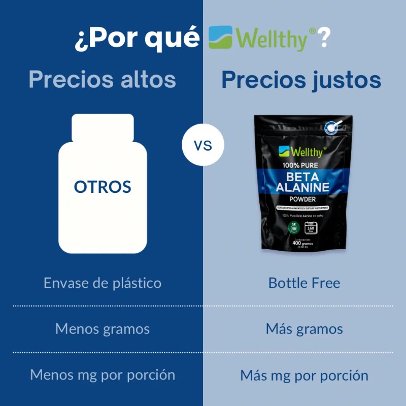 Beta Alanina 400 Gr 160 Porciones Wellthy