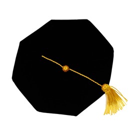 Doctoral Tam,Doctoral Cap,Doctoral Graduation Tam PhD Black Velvet 8-Sided with Gold Bullion Tassel