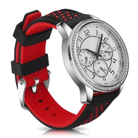 Narako Quick Release Silicone Watch Bands Divers Model Replacement Rubber Watch Strap 20mm 22mm 24mm 26mm Waterproof dot Bicolor Silver Buckle for Men and Women Sport (20mm, Red)