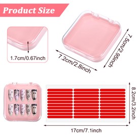 JJUNW 4PCS 2.95" Nail Art Display box Acrylic Press On Nail Storage Box Packaging Box with Adhesive Double Sided Tape for Nail Business Nail Art Nail Salon(Pink)