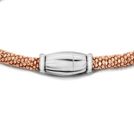Tuscany Silver Women's Sterling Silver 3.7 mm Rose Gold Plated Sparkle Magnetic Bracelet of Length 19 cm/7.5 Inch