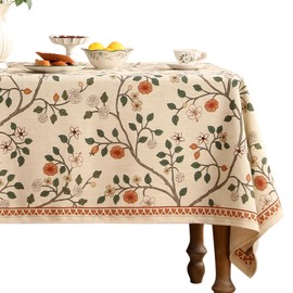 ISAENNE French Tablecloth for Rectangular Tables,Linen Table Cloth with Colorful Floral Pattern,Heavy Durable Table Cover for Dining Thanksgiving Kitchen Decor Party Banquet Christmas,67"*118"