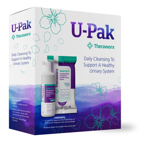 THERAWORX PROTECT U-Pak 60-Ct Wipes & Hygiene Foam 3.4 oz for Urinary Health (Pack of 1)