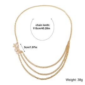 Pack of 2 Women's Chain Belt, Gold Waist Belt, Women's Gold Belt, Belly Chain, Waist Chain for Dress, Wedding, Party, Bridesmaid Dresses, Denim Dress, Metal, Not