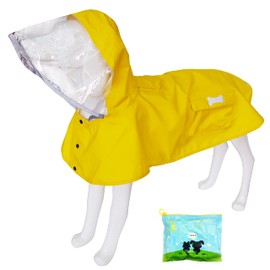 Dog Raincoat, Poncho, Rainy Season Protection, Includes Transparent Hat, Easy to Put On and Take Off, Waterproof, Snowproof, Windproof, Breathable, Lightweight, For Walking, Small / Medium / Large Dogs (L)