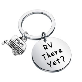 LQRI Camping Jewelry Camping Lover Gift Rv There Yet Camper Keychain with RV Trailer Charm Trailer Vacation Jewelry Traveler Graduation Gift Retirement Gift (sliver)