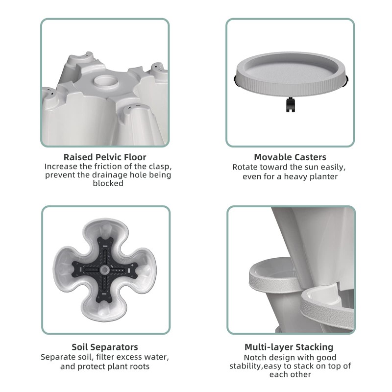 Tectsia Strawberry Vertical Planters, 5 Tiered Stacking Tower Garden with